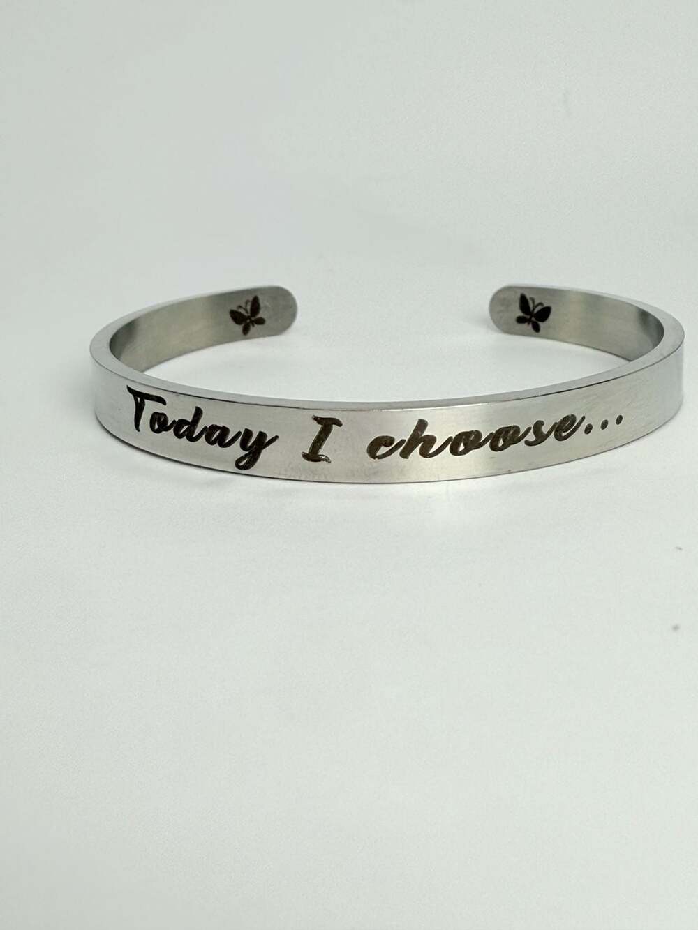 JOYCUFF "Choose Joy" Silver Cuff Bangle Bracelet Inspirational Motivational >NEW